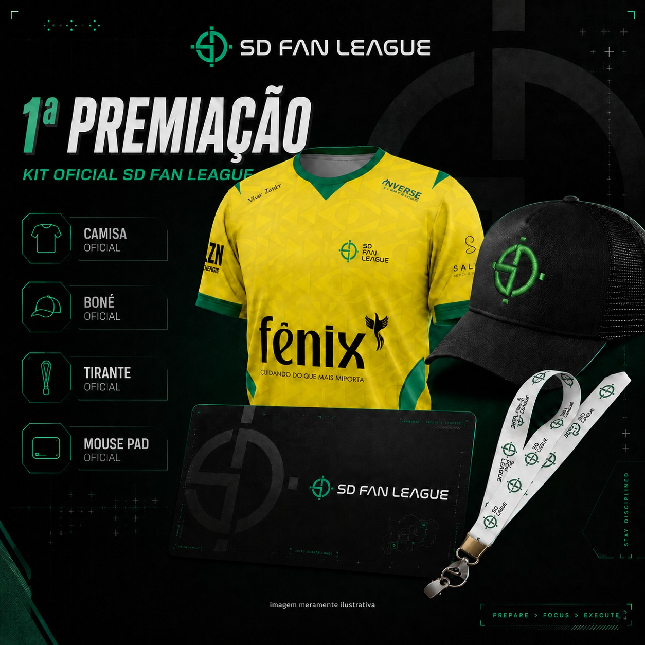 1º Prêmio - Kit SD com boné, camisa, cordão crachá e mousepad